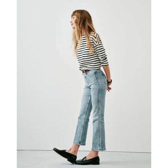 Spanx Women's Kick Flare Jeans 1X Petite Blue Vintage Indigo Pull On Shapewear - Picture 8 of 8